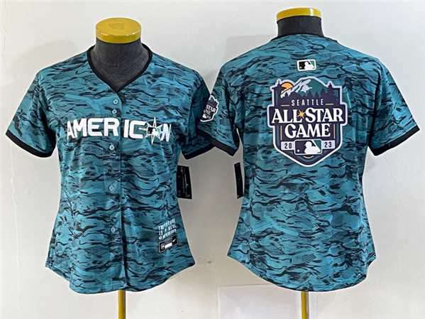Women's 2023 All-star Teal Big Logo Stitched Baseball Jersey(Run Small)
